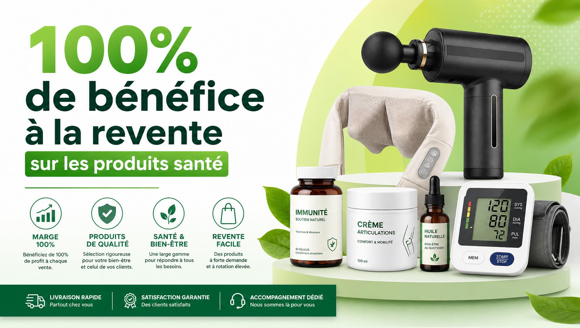100 % de bénéfice à la revente sur les produits santé