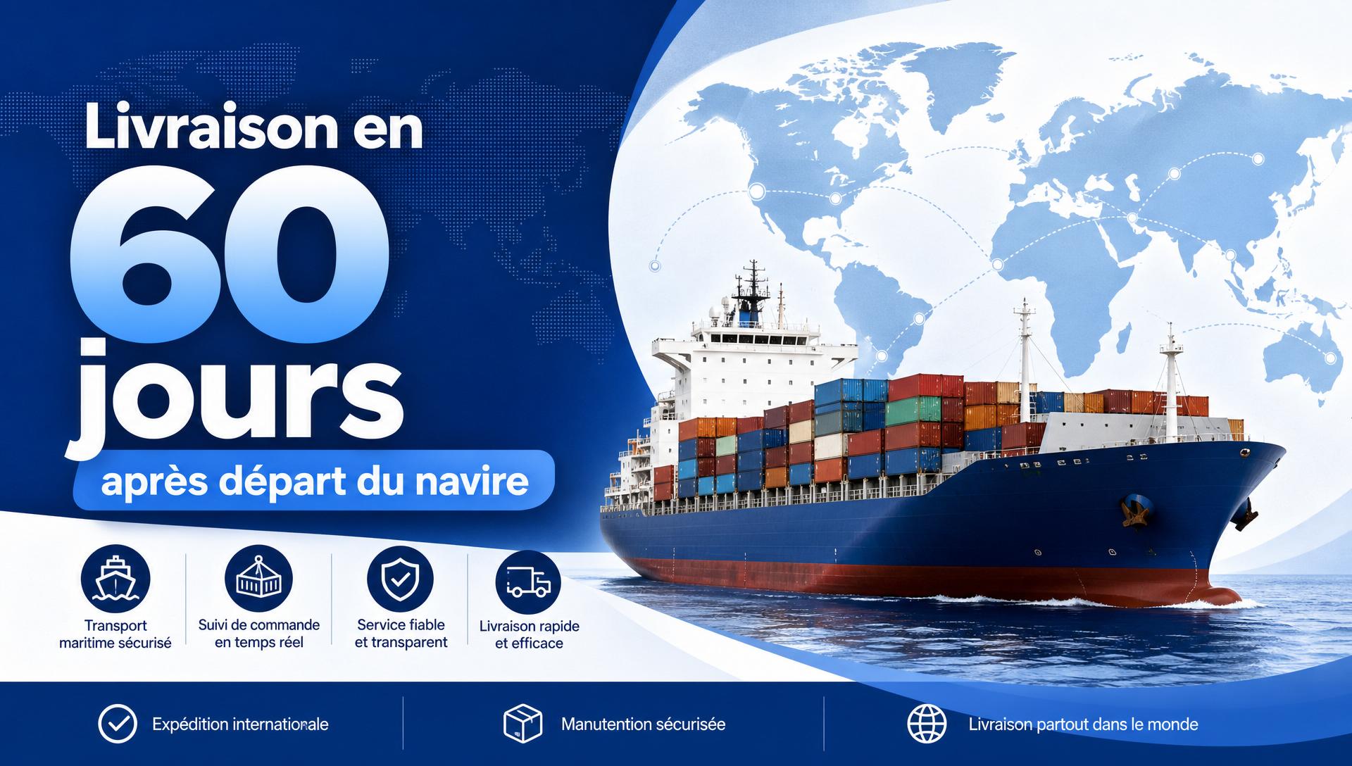 Livraison en 60 jours après départ du navire