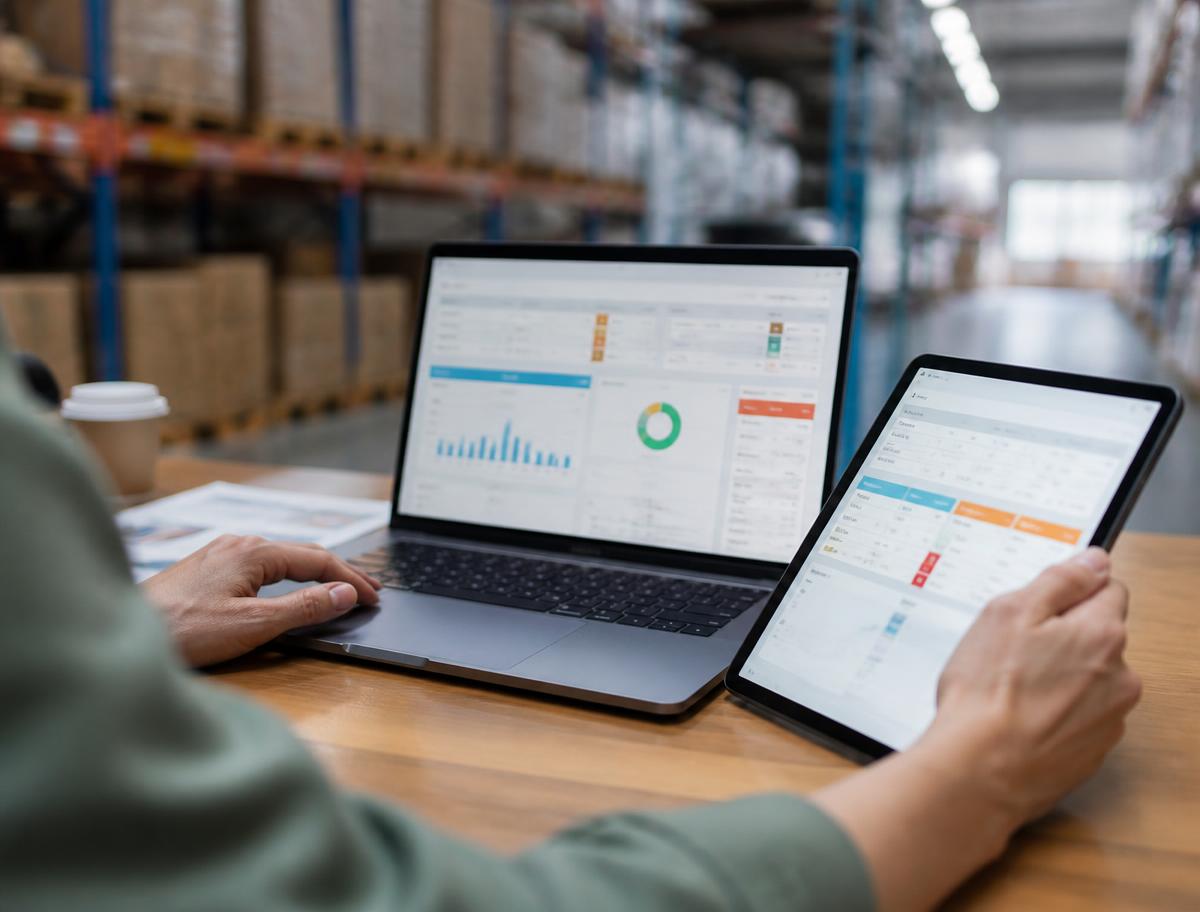 Gestion des commandes sur ordinateur et tablette dans un entrepôt